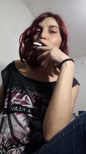 Casual smoker gets seductive with a non-smoker