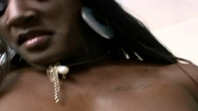 Ebony shedoll exposes natural tits & swallows shaft in P-O-V