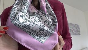 Demonstration of Beautiful Satin Headscarves, JOI, Lady Victoria Valente
