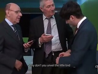 A young person teaches two old men