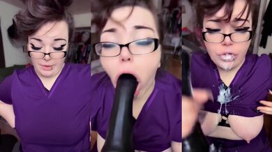 Nurse Gags On Monster Loads That Drip From Her Scrubs