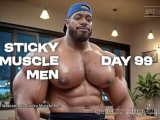 Sticky Muscle Dudes Day 99 Preview, Muscle Boys, Large Jocks, Large Cum Loads (AI-Generated)