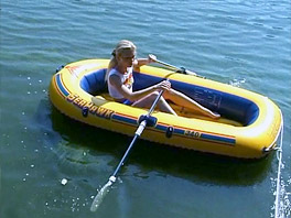 Debbie masturbates in a small boat