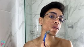 LATIN YOUNG MAN WITH HUGE COCK IN THE SHOWER