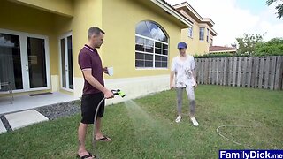 Aged stepdad licks off stepsons butt clean