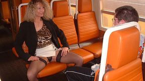 Sweet milf seduces innocent train rider