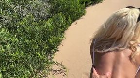 Petite Blonde Lana Myers Enjoys a Beach Adventure! Outdoor Fun Awaits!