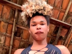 Shemale tranny enjoying solo masturbation