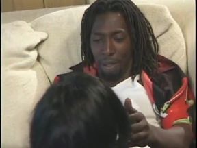 Black dread dude with biggest cock penetrates the wet brown pussy