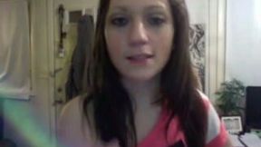 Skinny brunette teen strips on webcam showing off her body