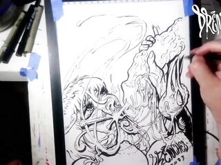 Facial Explosion creates Semen Comet in the night sky - lightbox erotic drawing creation by Drenched