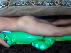 Twink Rides His Inflatable Alligator Sex Toy