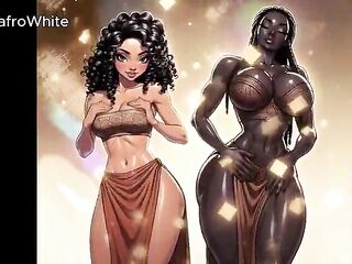 AI Generated - Manga toon hawt marvelous animated comics afro american ebony black european trans dominant-bitch stripper bangs step sister raw and cums inside her snatch out of cum drum