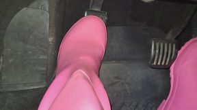 Pink tall Rubber Boots Pedal Pump