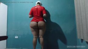 Tranny with a big ass bent over.