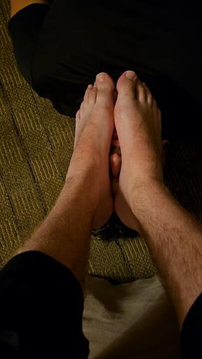 My giant feet cover this sub's entire face!