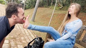 Dirty Feet Humiliatiton in Public ! 4K