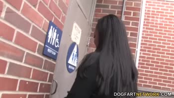 Aryana Starr's Black Boobs Get Big White Cock at the Gloryhole