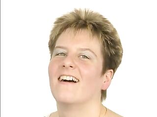 Golden-haired aged at casting getting cum on bazookas after masturbation and fellatio