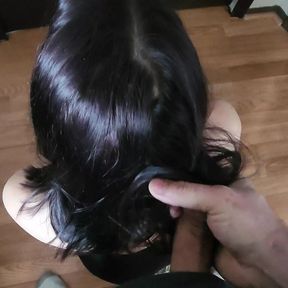 hairjob cumshot roommate on knees