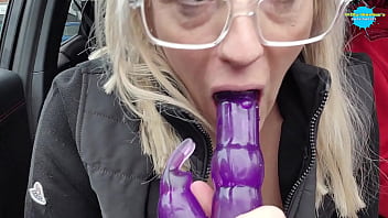 Dildo fucking My pussy in the car