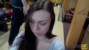 HUNT4K Cuckold watches how his beloved earns money with her pussy