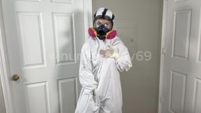 Gas Mask and Hazmat Standing Masturbation