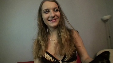Russian street amateur girl fucked with cum on tits