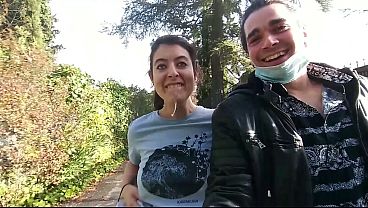 Risky blowjob in public and cum in mouth