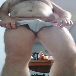 Big Hairy Stepdaddy Bear in Jockstrap Wanking on My Treadmill