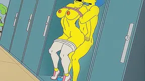 Marge Surrenders to Barts Raw Desire in Hot Lockeroom Tryst