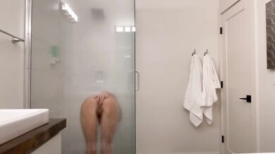 Steamy Glass Shower: Hot Couple on Vacation