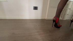 sandals shoejob over cockbox with two pairs of high heels