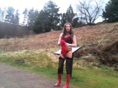 Tranny undressing in public