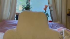 3 min Nerdy Girl Mando Princess Leia dances and then stretches her ass with her glass dildo (Wearing: Star Wars Princess Leia costume, Mandalorian Helmet Mask, Latex gloves)