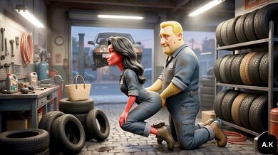 Mechanic Girlfriend Cheating: takes her lover’s anal at the shop Mechanic cheats on her boyfriend with big