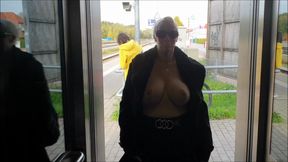 Traveling with naked tits