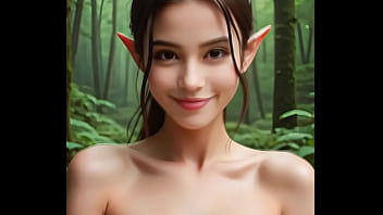 Triptekstudios - Brunette Forest Elf with Beautiful Face Strips and Masturbates [AI]
