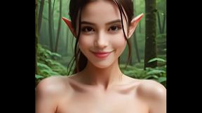 Triptekstudios - Brunette Forest Elf with Beautiful Face Strips and Masturbates [AI]