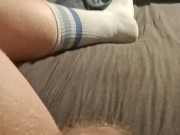 twink jerks off into a sweaty sock after a long day of work