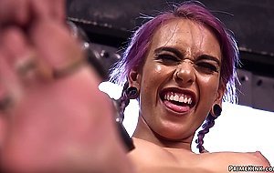 Little slut is toyed on device bondage