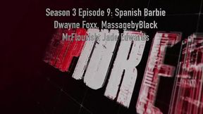 Spanish Barbie gets her open thighs blacked in fierce threesome