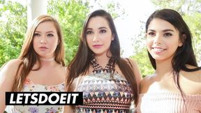 Gina, Karlee, and Maddy seduce rich guy into intense sex session - LETSDOEIT