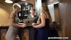 Three cougars fuck young stud at GrandMams