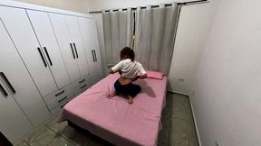 pov - masturbation with anal plug, moaning and orgasm for her lover.