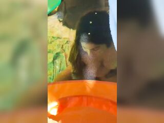 Batendo siririca escondida na Barraca de camping