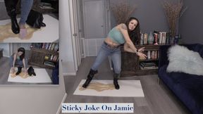 STICKY JOKE ON JAMIE - Jamie Daniels, Stuck, Sticky Glue, Stuck Boots, Struggle - WMV