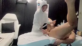 The Masseuse Fucked Her Clients Ass With A Big Dildo Until He Ejaculated, He Obviously Liked It, After Massage She Pegg His Ass