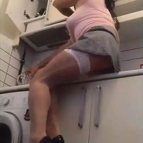 Sexy Miniskirt Stepmom in The Kitchen