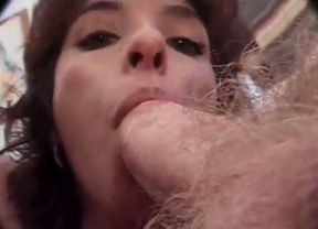 Trashy Latina cum dumpster gets her hairy poon fucked in threesome